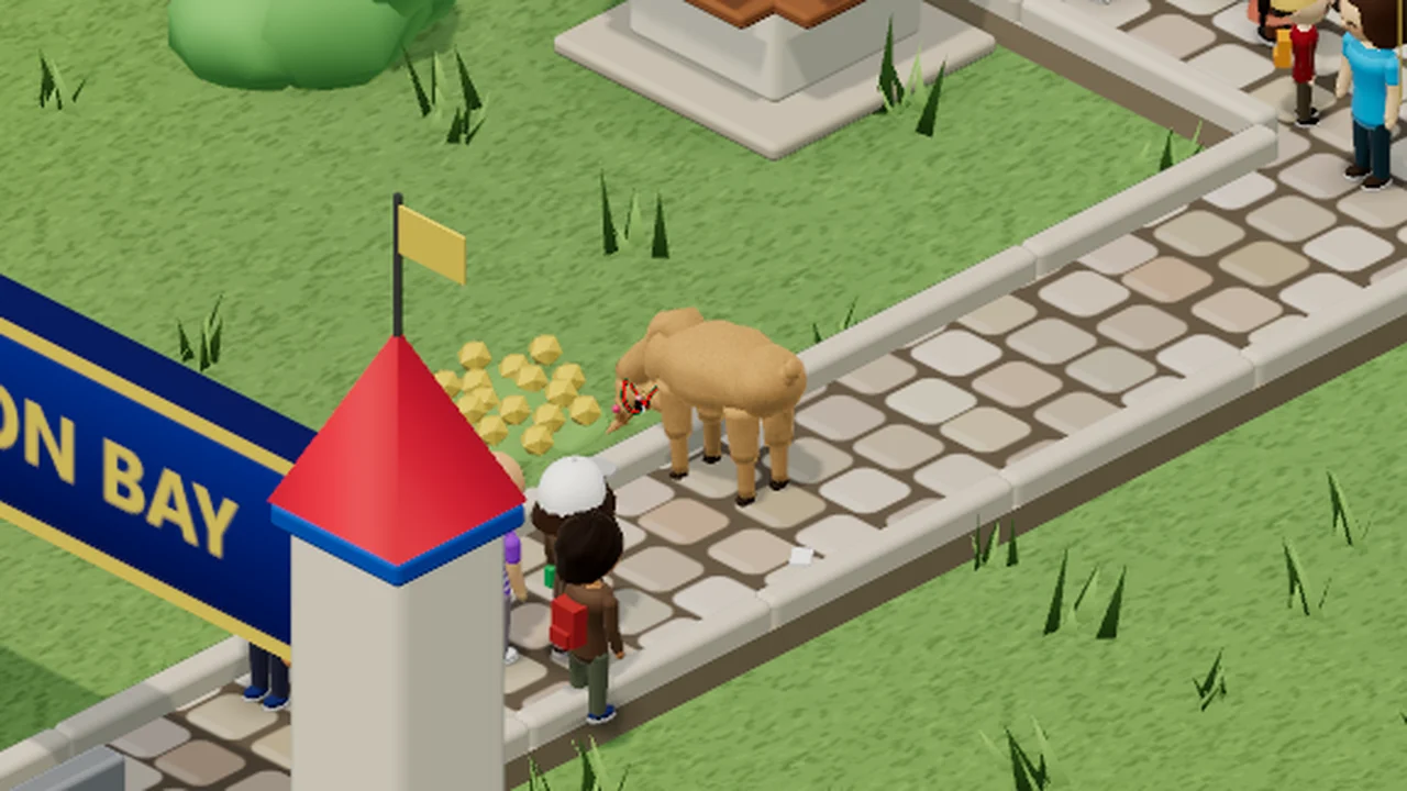 The llama card: now the llama is really there, nibbling the flower beds by the gate (after)