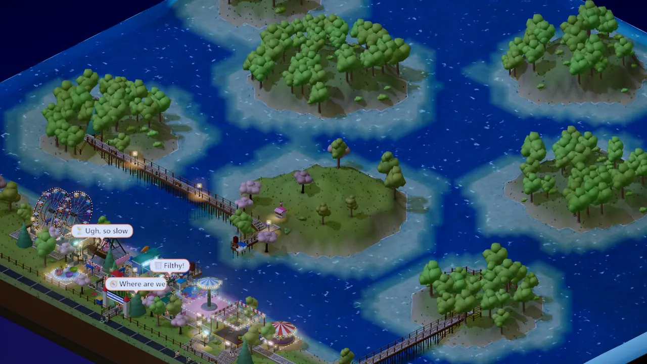 Island Archipelago: Very little land, and it isn’t cheap. The lagoon is protected: bridges and ferries only, no land reclamation. at night