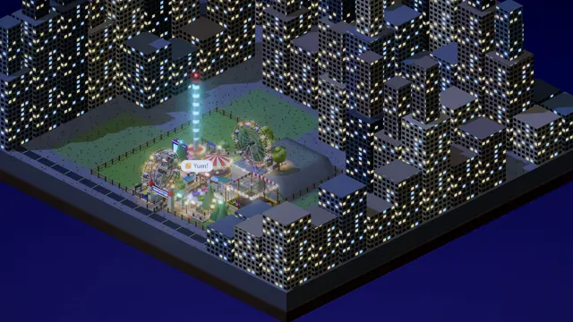 Tiny City Lot at night