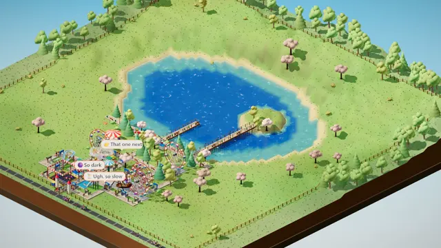 Lakeside Lights: A big lake fills the middle of the map: build around it, and out over it on raised walkways.