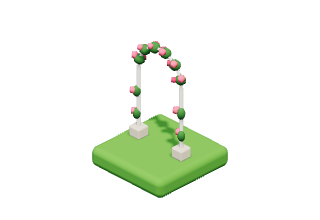 Flower Arch: A white arch smothered in roses.
