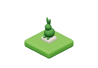 Topiary Bunny: A leafy bunny sitting up with tall ears.