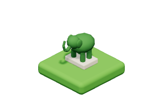 Topiary Elephant: A green elephant with its trunk raised.