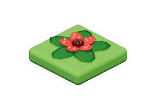 Jungle Bloom: A giant red flower among glossy leaves.