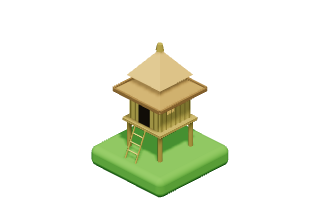 Bamboo Hut: A little stilt hut with a thatched roof.
