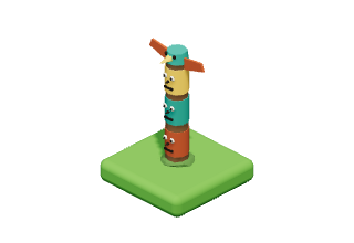 Totem Pole: A carved and painted totem.