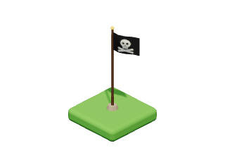 Jolly Roger: A pirate flag flapping on a tall pole.