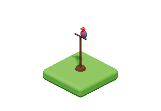 Parrot Perch: A cheeky parrot bobbing on its perch.
