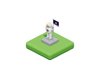 Astronaut: An astronaut statue planting a flag.