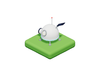 Habitat Pod: A domed moon-base pod with a round window.