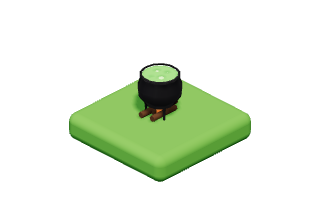 Bubbling Cauldron: A witch’s cauldron bubbling over with green brew.