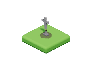 Stone Cross: A mossy Celtic cross on a little mound.