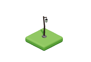 Fog Lantern: A lantern on a crooked post, glowing ghostly green.