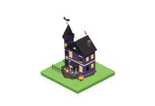 The Haunted Manor, a showpiece of the Spooky Hollow decoration pack