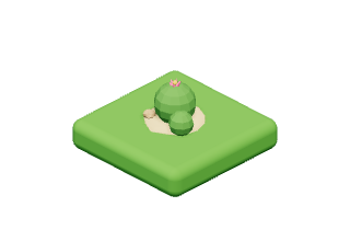 Barrel Cactus: A round cactus with a pink flower on top.
